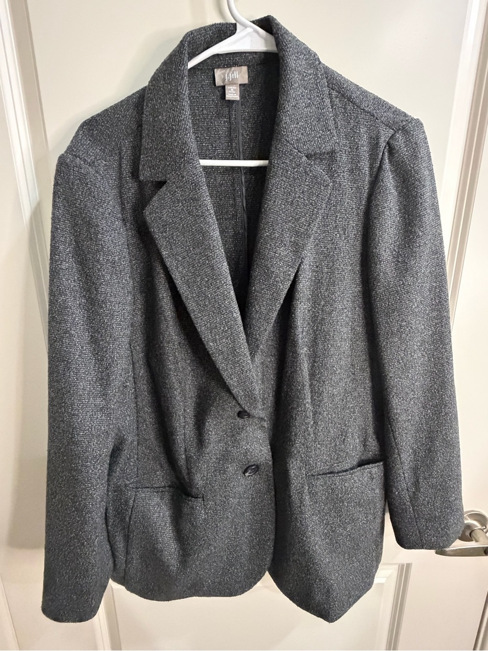 J. Jill Tweed Button Wool Blend Gray Blazer Jacket - Women